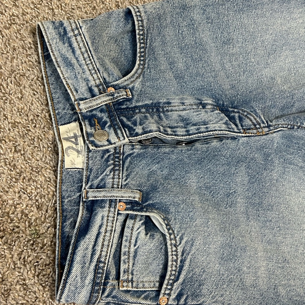 We The Free People Wide-Leg Light Blue Women’s Jeans Cotton Size 24 High Rise - Picture 2 of 11